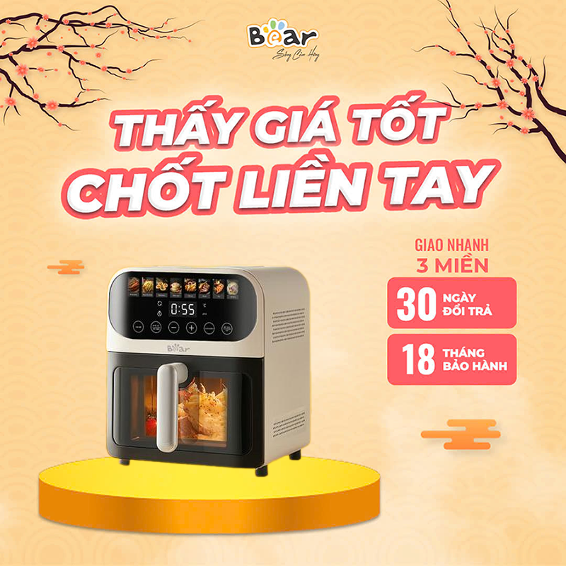 Nồi chiên không dầu Bear 6L AF-4H15J | Chính hãng